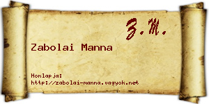 Zabolai Manna névjegykártya
